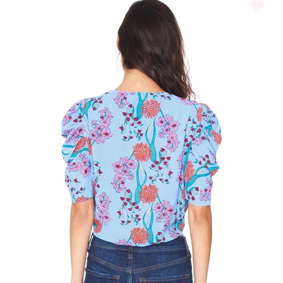 ASTR Aspect Blue Floral Print Bodysuit Colorful Leotard Top for Spring Summer - Picture 3 of 7
